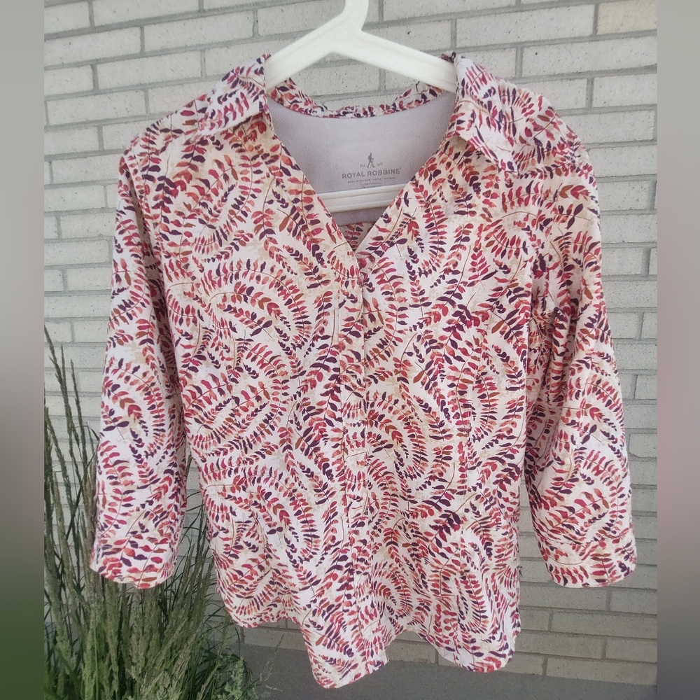 Royal Robins Expedition 3/4 Sleeve Shirt Women XS Fun Floral Pattern